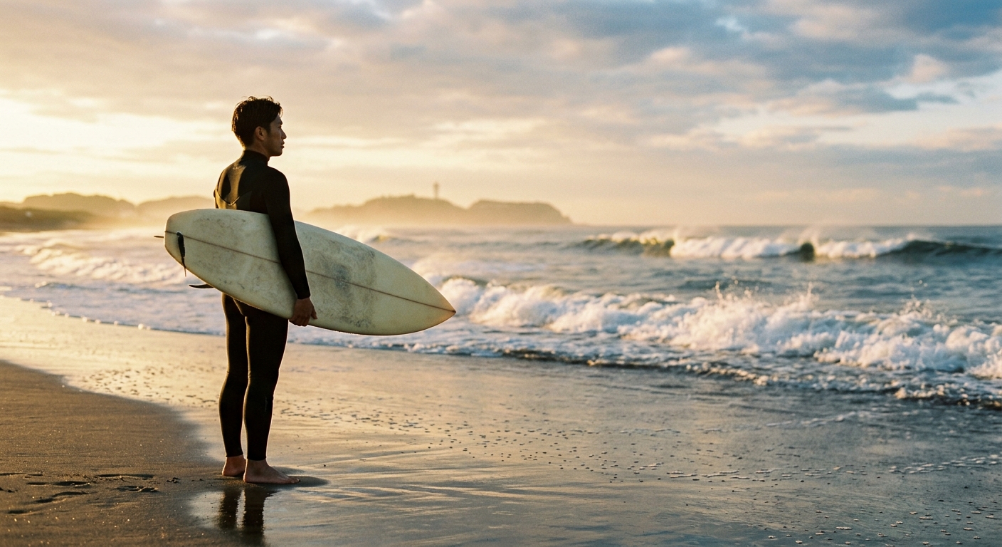 夜明けのサーフィン